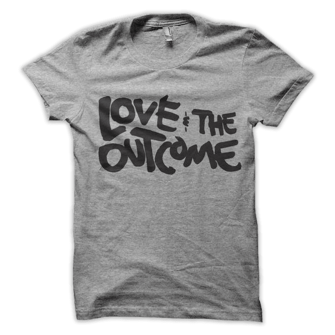 Love and The Outcome logo grey tee 